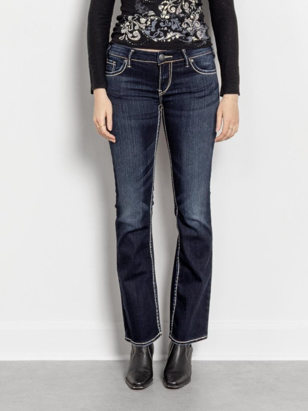 Y2K Low Rise Jeans: Silver Jeans Aiko Bootcut, Size 10/11